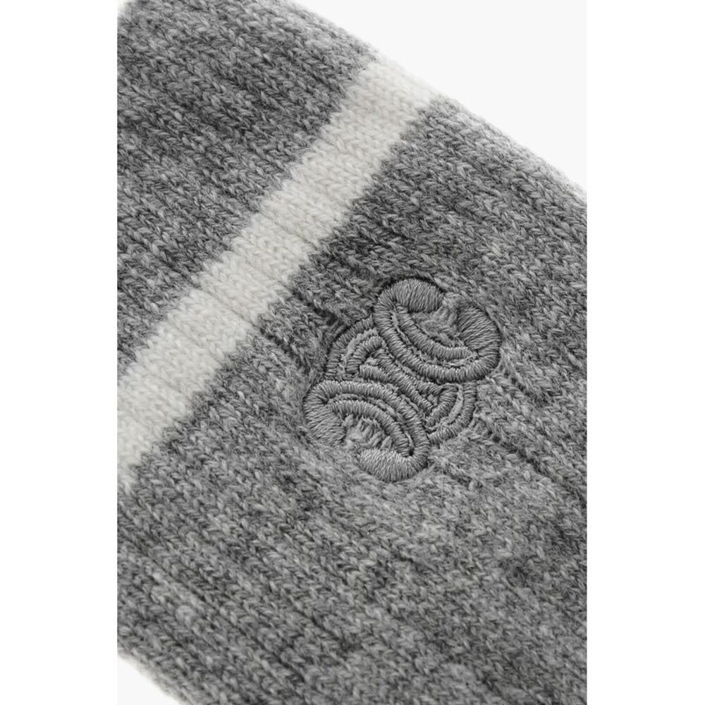Mixed Cashmere Ribbed Socks with Embroidered Logo - Picture 3 of 4